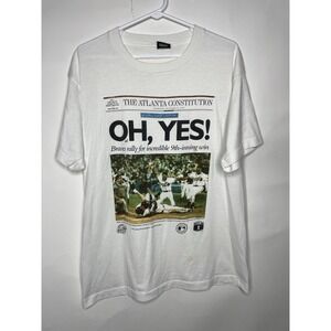 Vintage Atlanta Braves 1992 Newspaper‎ Tee Shirt Size XL Made In USA FLAW